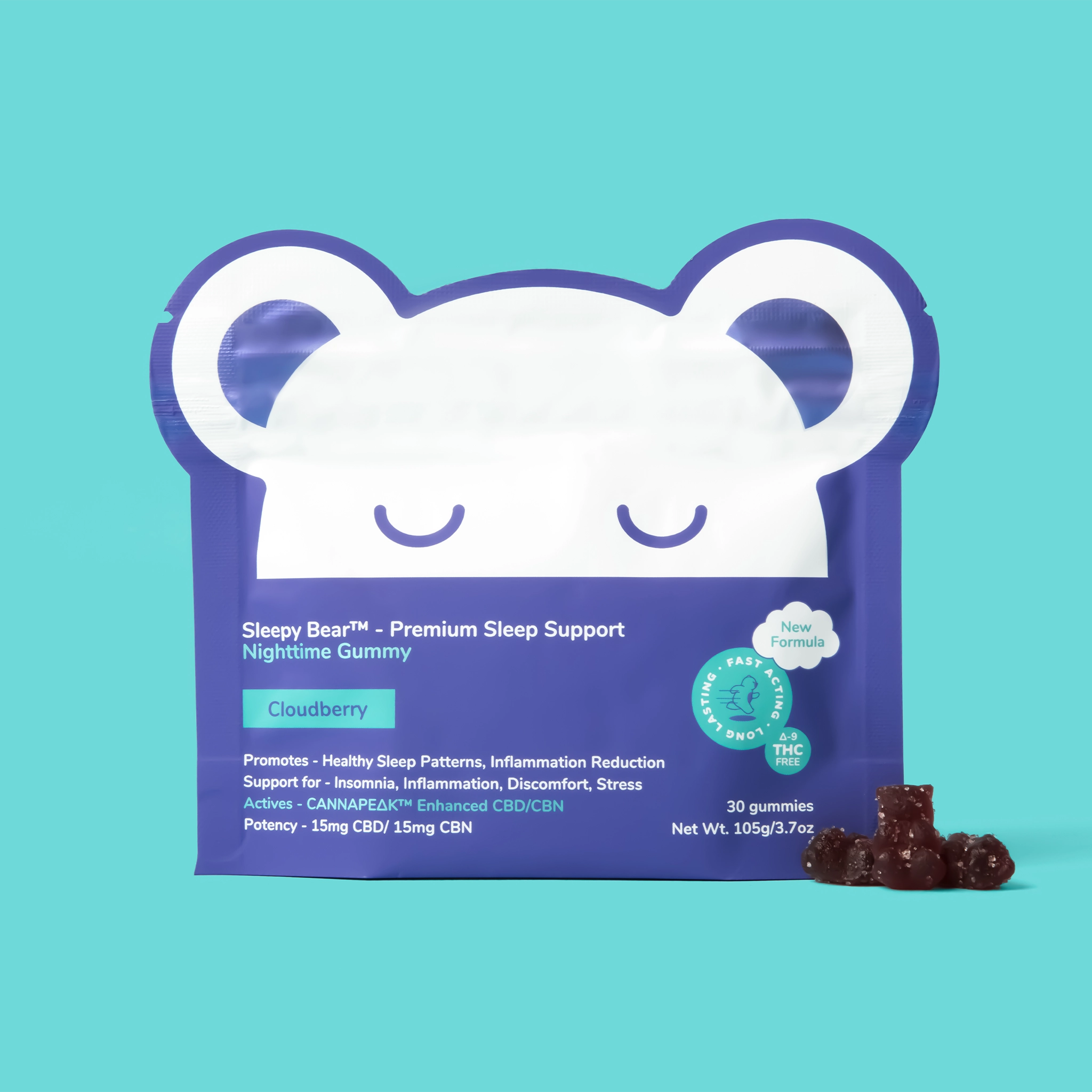 Sleepy Bear Gummies CBD/CBN 450mg Barrels Organics